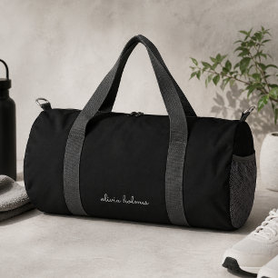 Trendiges Monogramm   Moderner schwarzer Schriftna Duffle Bag