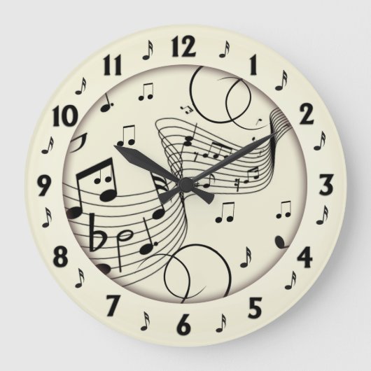 Trendiges Musikdesign Runde Wand Große Wanduhr (Vorderseite)
