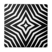 Trendiges Muster mit den Sternen schwarz und weiß Fliese (Vorderseite)