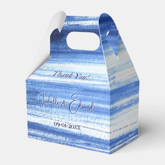 Trendiges Navy Wasserfarbe Pinselstriche Muster Geschenkschachtel (Vorderseite)