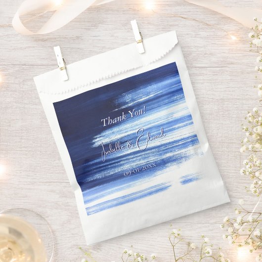Trendiges Navy Wasserfarbe Pinselstriche Muster Geschenktütchen