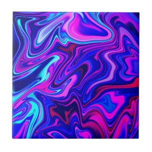 Trendiges Neon-Blau-Pink-Türkis-Abstrakt Fliese