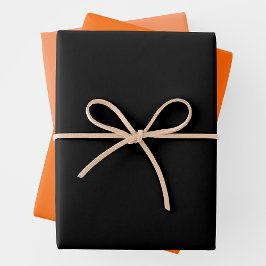 Trendiges Orange, Blassorange & Schwarzes Kompleme Geschenkpapier Set