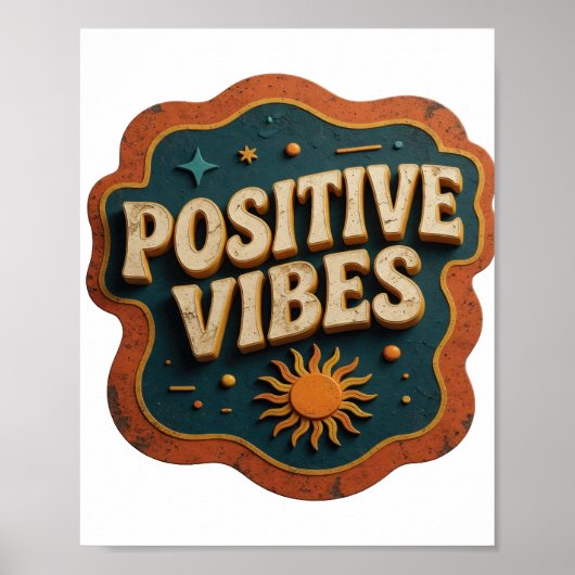 Trendiges Orange POSITIVE VIBES Design Poster (Vorne)
