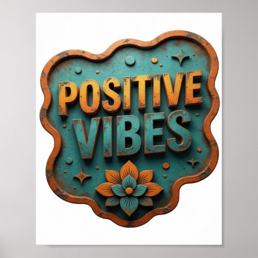 Trendiges Orange POSITIVE VIBES Poster (Vorne)