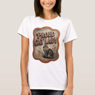 Trendiges Orange STOLZE KATZENFRAU Zitat Design T-Shirt