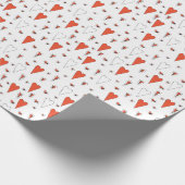 Trendiges Orange und Schwarzes Süßes Herz Muster Geschenkpapier (Ecke)