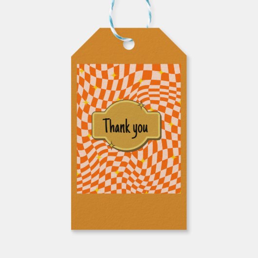 trendiges orangefarbenes Design Geschenkanhänger (Rückseite)