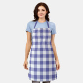 Trendiges Periwinkle-Blau-Weiß-Gingham-Karomuster Schürze (Getragen)