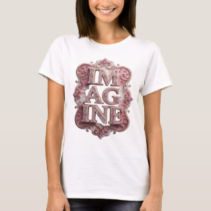 Trendiges Pink IMAGINE Statement-Design T-Shirt