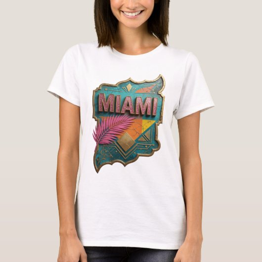 Trendiges Pink MIAMI Textdesign v2 T-Shirt (Vorderseite)