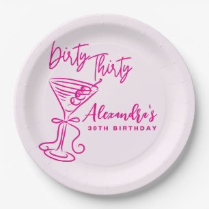 Trendiges Pinkes Dirty Thirty 30. Geburtstag Pappteller