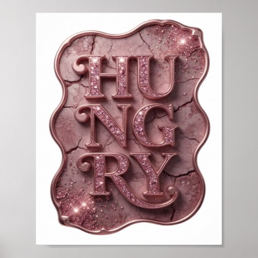 Trendiges Pinkes HUNGRY Slogan Design Poster (Vorne)