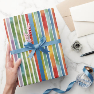 Trendiges Regenbogen-Farben-Streifenmuster Geschenkpapier