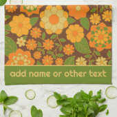 Trendiges Retro-Blumenmuster mit individuellem Nam Geschirrtuch (Gefaltet)