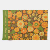 Trendiges Retro-Blumenmuster mit individuellem Nam Geschirrtuch (Horizontal)