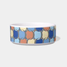 Trendiges Retro-Design mit blauen, orangen und gel
