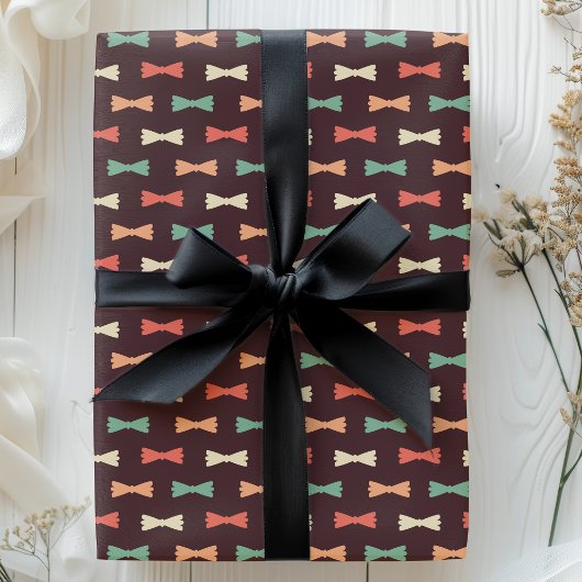 Trendiges Retro Hipster Bow Krawatte Muster Geschenkpapier