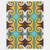 Trendiges Retromuster in Gelb, Blau, Braun, Weiß Fleecedecke (Vorderseite)