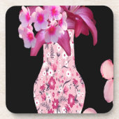 Trendiges Rosa-Ditsy-Blumenmuster Getränkeuntersetzer (Vorderseite)