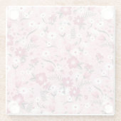 Trendiges Rosa Ditsy-Blumenmuster Glasuntersetzer (Rückseite)