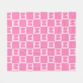 Trendiges rosa Monogramm-Schachbrett-Initial Fleecedecke (Vorderseite (Horizontal))