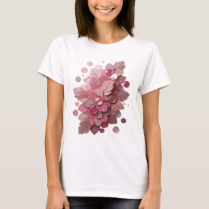 Trendiges Rosa ROSA BLÄTTER UND GLITZERKNÖPFE T-Shirt