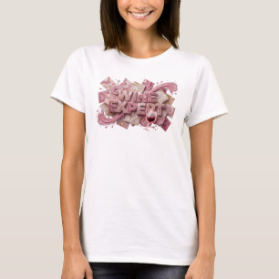 Trendiges Rosa WINE EXPERT Textdesign T-Shirt
