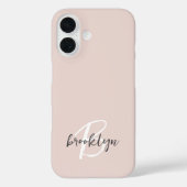 Trendiges Rosé Grau Skript Monogramm Case-Mate iPhone Hülle (Rückseite)