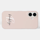 Trendiges Rosé Grau Skript Monogramm Case-Mate iPhone Hülle (Rückseite (Horizontal))