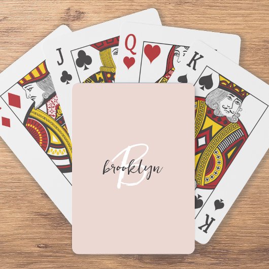 Trendiges Rosé Pink Graues Skript Monogramm Spielkarten