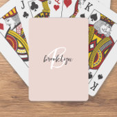 Trendiges Rosé Pink Graues Skript Monogramm Spielkarten