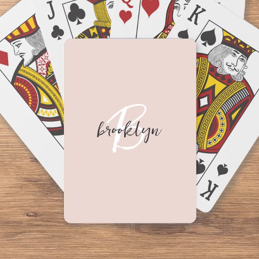 Trendiges Rosé Pink Graues Skript Monogramm Spielkarten