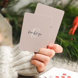 Trendiges Rosé Pink Graues Skript Monogramm Spielkarten
