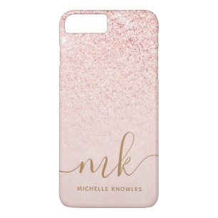 Trendiges Roségold Glitter Fancy Initialen und Nam Case-Mate iPhone Hülle
