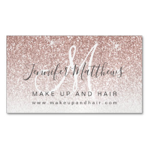 Trendiges Roségold Glitter Makeup Artist Friseursa Magnetische Visitenkarte