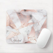 Trendiges Rosen-Gold geometrisch Marmor Mousepad (Mit Mouse)