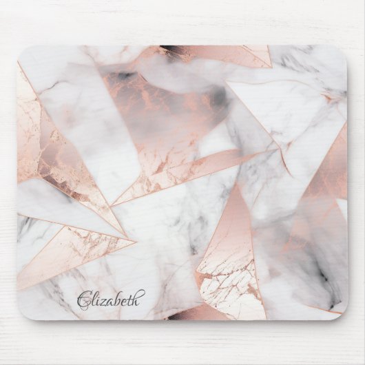 Trendiges Rosen-Gold geometrisch Marmor Mousepad (Vorne)