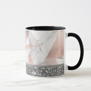 Trendiges Rosen-Gold geometrisch Marmor Tasse
