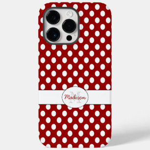 Trendiges Rot Weiß Punkte Monogramm iPhone Hülle