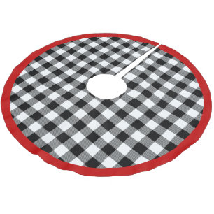 Trendiges Rot Weiß Schwarz Holzfäller Buffalo Karo Polyester Weihnachtsbaumdecke