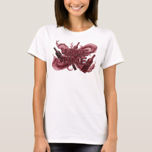 Trendiges rotes WINE TIME Zitat-Shirt T-Shirt
