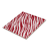 Trendiges rotes Zebra-Tier-Streifenmuster Fliese (Seite)