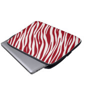 Trendiges rotes Zebra-Tier-Streifenmuster Laptopschutzhülle (Vorne Knopf)