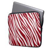 Trendiges rotes Zebra-Tier-Streifenmuster Laptopschutzhülle (Vorderseite Links)