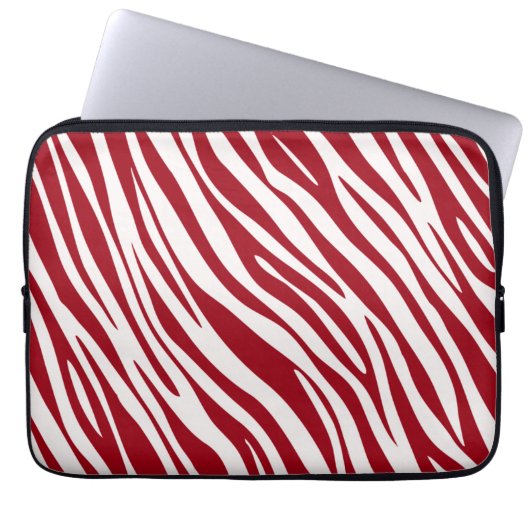 Trendiges rotes Zebra-Tier-Streifenmuster Laptopschutzhülle (Vorderseite)