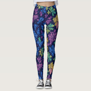 Trendiges Schwarz Farbige Blätter Botanisches Must Leggings