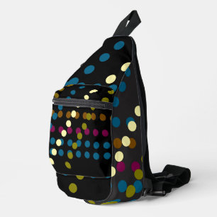 Trendiges Schwarz mit mehrfarbigen Tupfen  Crossbody Bag