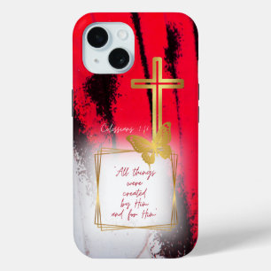 Trendiges Schwarz-Rot und Weiß Gold Kreuz Schmette Case-Mate iPhone Hülle