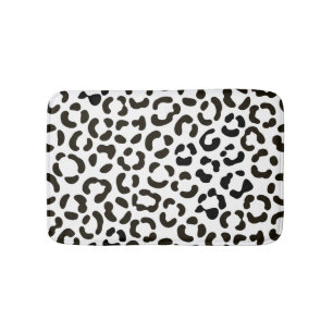 Trendiges Schwarz-Weiß-Leopard-Druckmuster Badematte